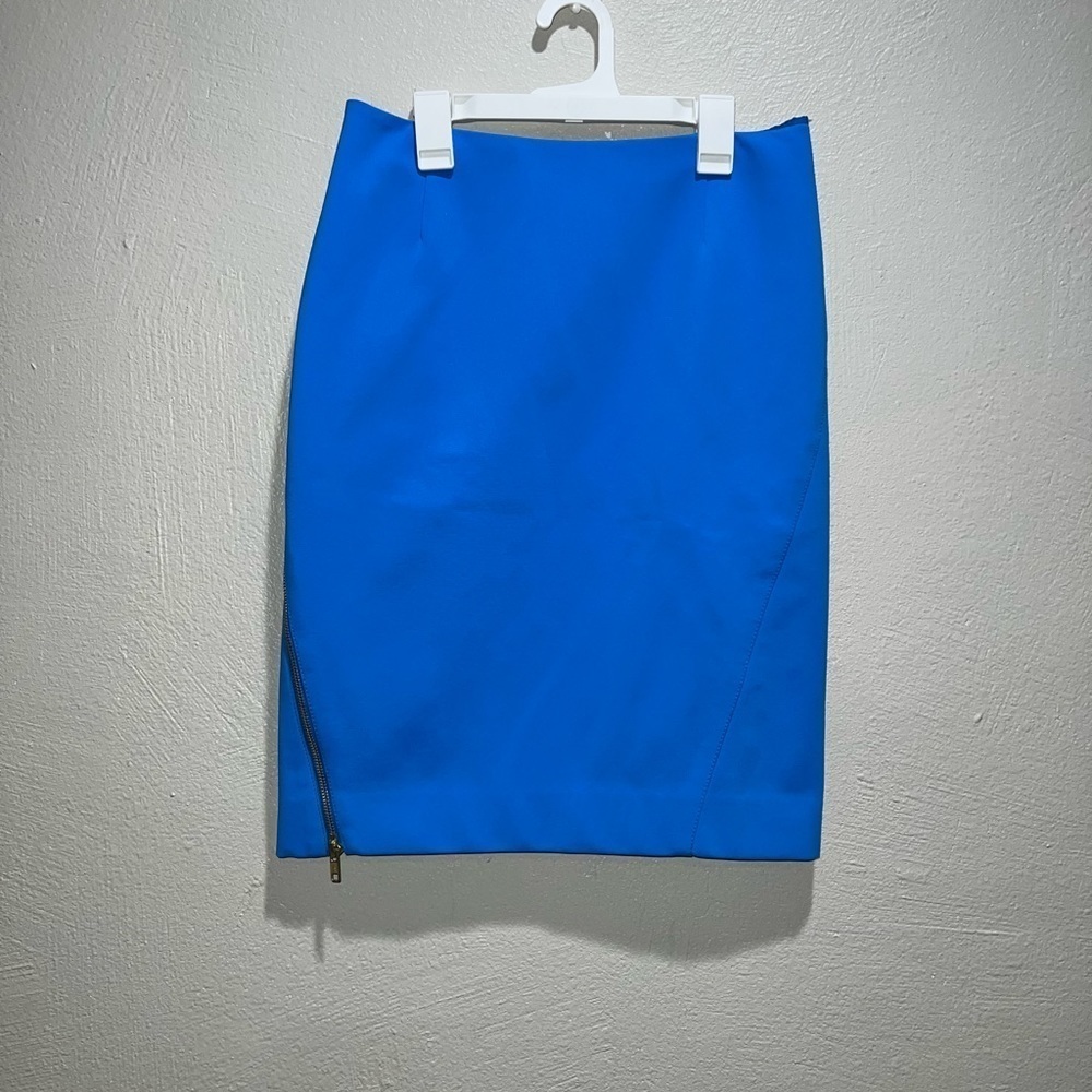 Eccoci Blue Asymmetric Zipper A Line Skirt